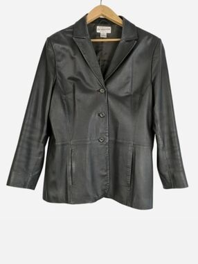 Pendleton Portland Oregon 100% Leather Blazer Jacket Vintage 1990s Large